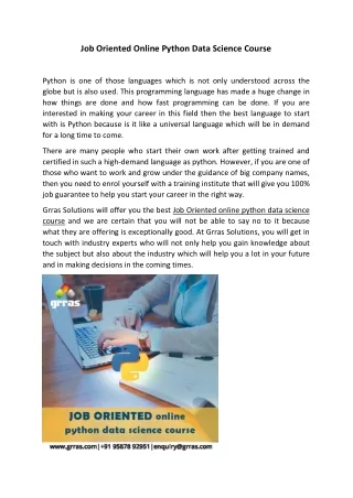 job oriented online python data science course