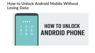 How to unlock android mobile without losing data| Kaam Fix