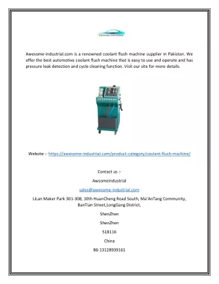 Coolant Flush Machine Pakistan | Awesome-industrial.com