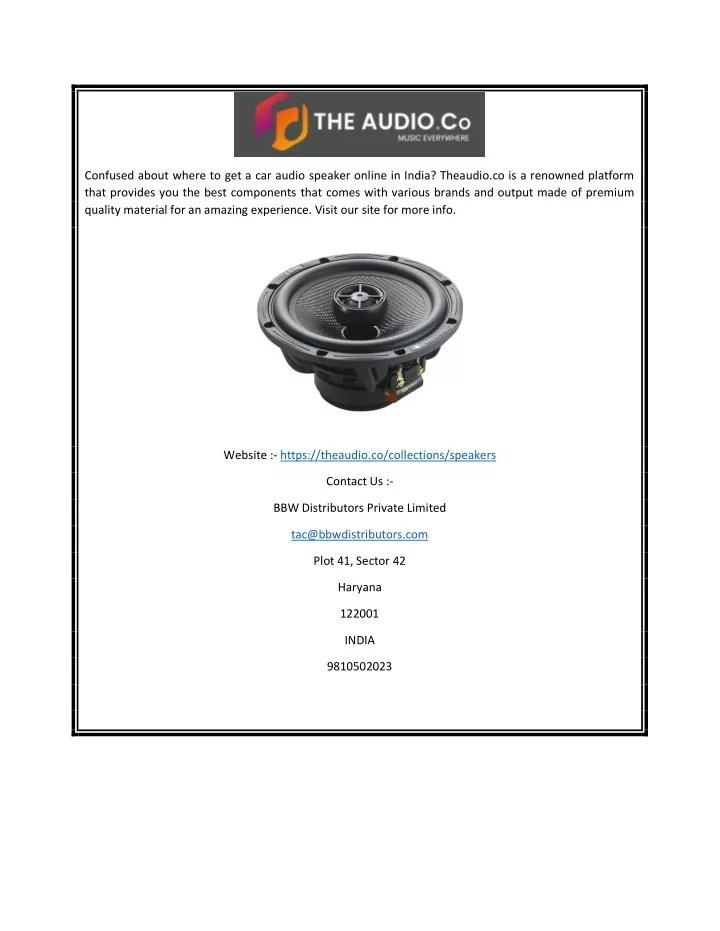 confused about where to get a car audio speaker