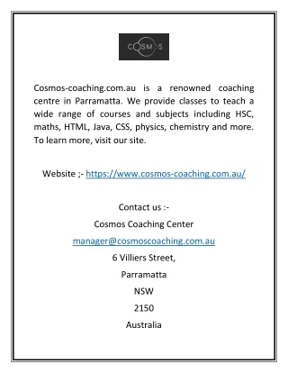 cosmos coaching com au is a renowned coaching