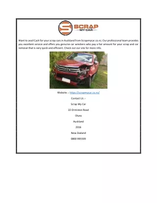 Cash for Car Removals | Scrapmycar.co.nz