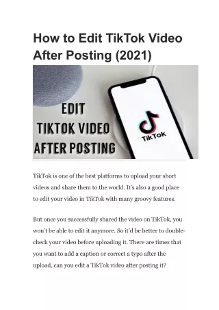How to Edit TikTok Video after Posting (2021)