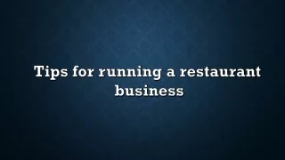 Tips for running a restaurant business