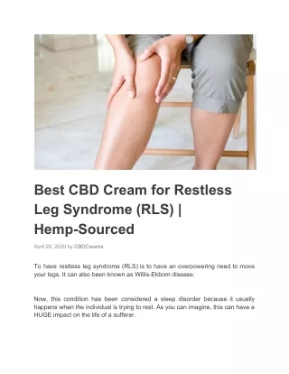 Best CBD Cream for Restless Leg Syndrome (RLS) | Hemp-Sourced