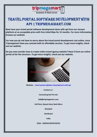 now have your travel portal software development