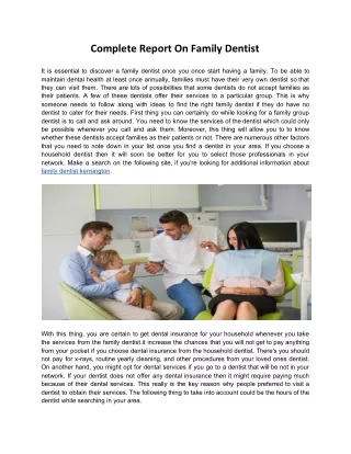 complete report on family dentist