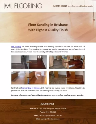 Floor Sanding in Brisbane With Highest Quality Finish