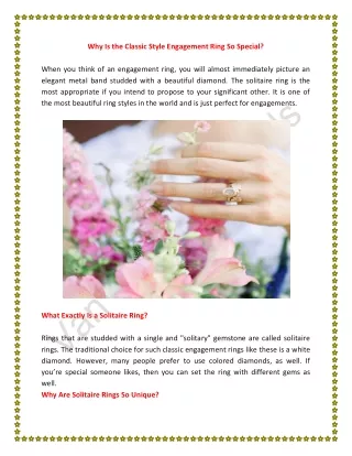 why is the classic style engagement ring