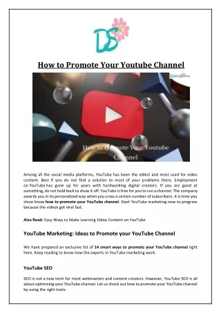 how to promote your youtube channel