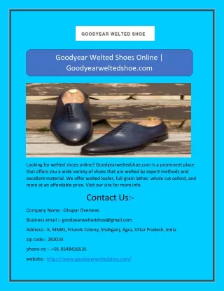 Goodyear Welted Shoes Online | Goodyearweltedshoe.com