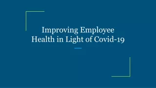improving employee health in light of covid 19
