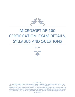 Microsoft DP-100 Certification: Exam Details, Syllabus and Questions