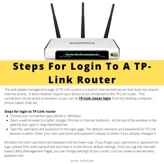 Steps For Login To A TP-Link Router