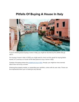 Pitfalls Of Buying A House In Italy