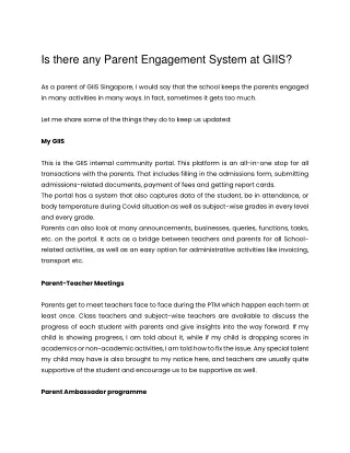 Is there any Parent Engagement System at GIIS?