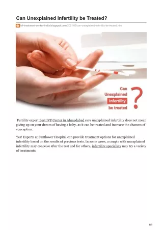 can unexplained infertility be treated