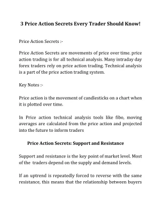 3 Price Action Secrets Every Trader Should Know