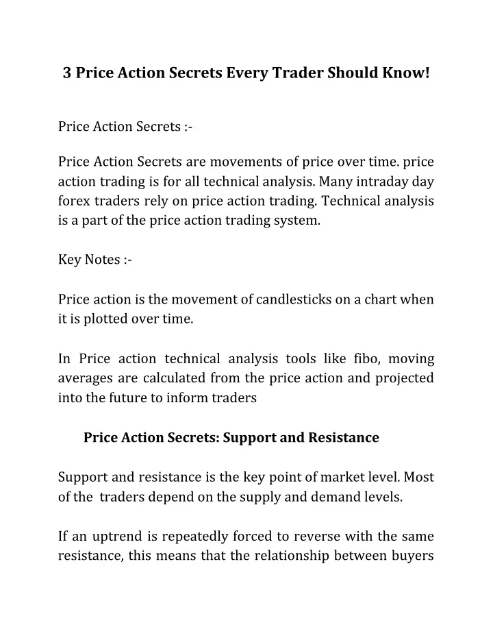 3 price action secrets every trader should know