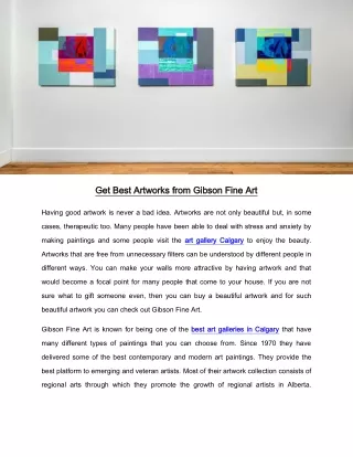 Get Best Artworks from Gibson Fine Art