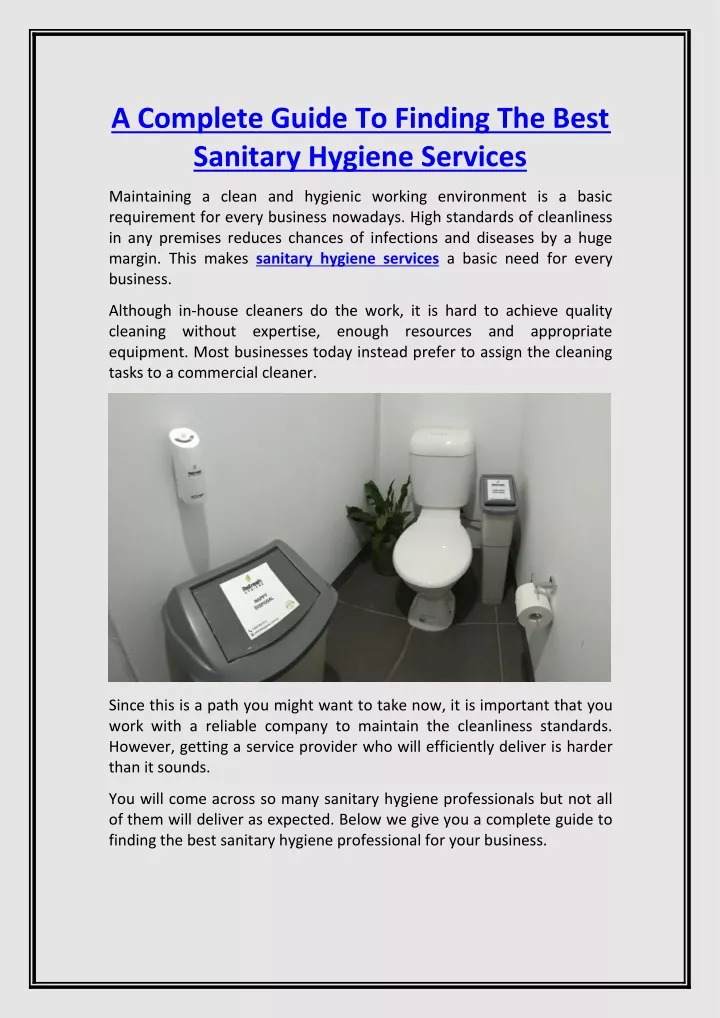 a complete guide to finding the best sanitary