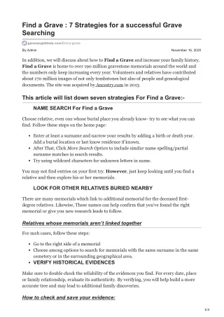find a grave 7 strategies for a successful grave