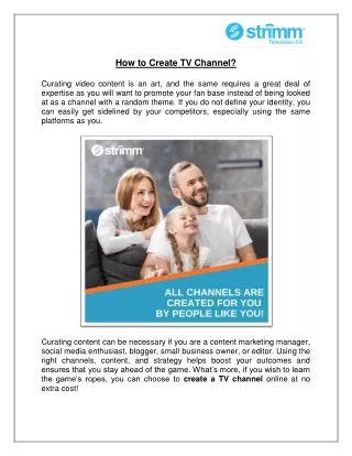 How to Create TV Channel?