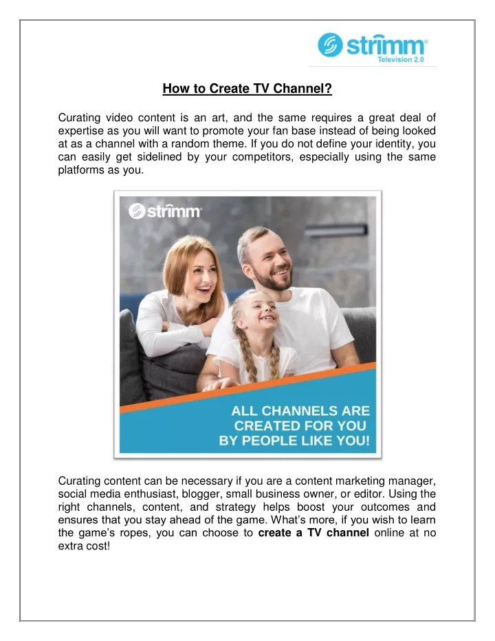 how to create tv channel