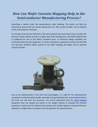 how can wafer cassette mapping help