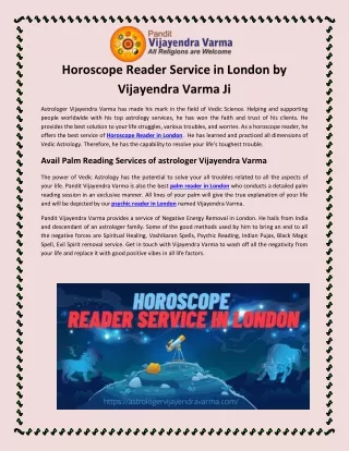 Horoscope Reader Service in London by Vijayendra Varma Ji