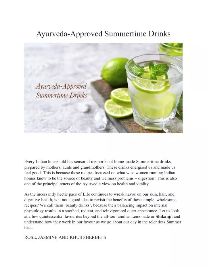 ayurveda approved summertime drinks