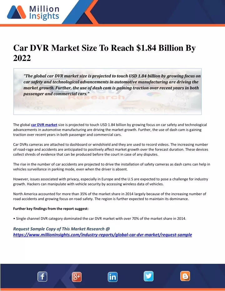 car dvr market size to reach 1 84 billion by 2022