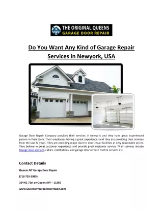 Garage door installation repairs service in New york
