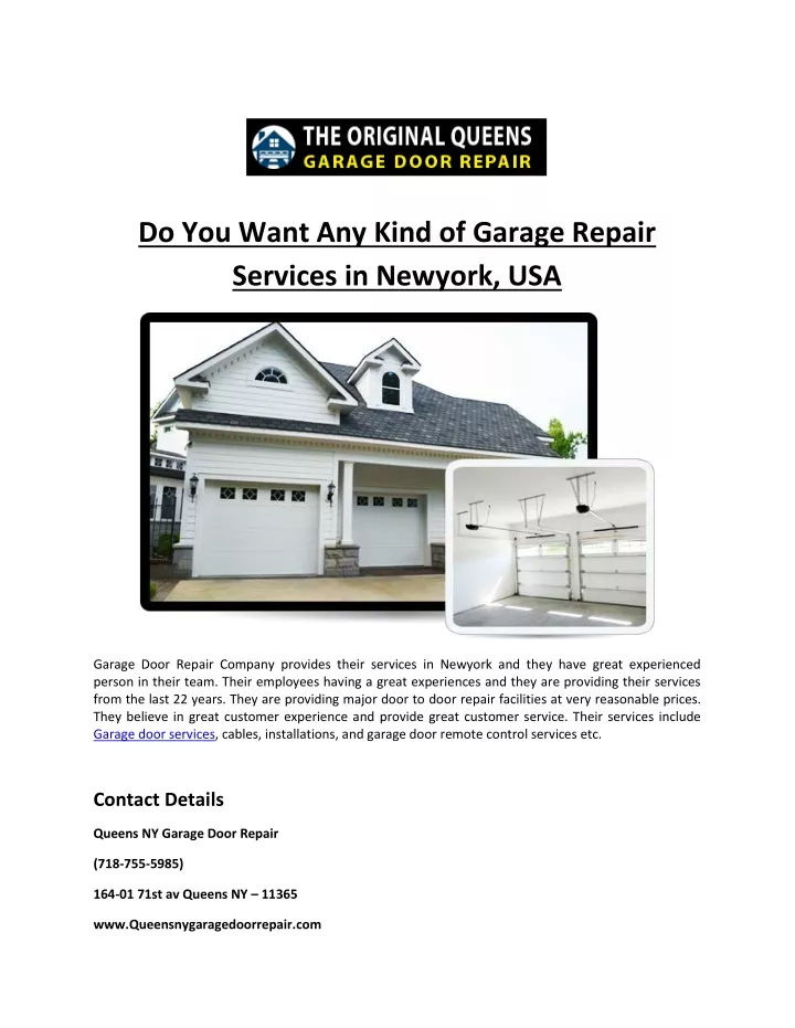 do you want any kind of garage repair services