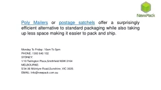 Buy Poly Bags, Poly Mailers, Postage Satchels Online - Newpack