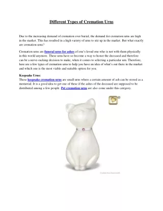 different types of cremation urns