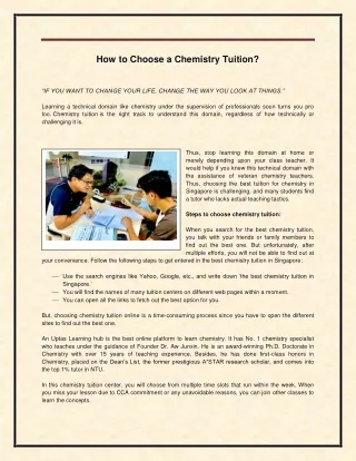 How to Choose a Chemistry Tuition?