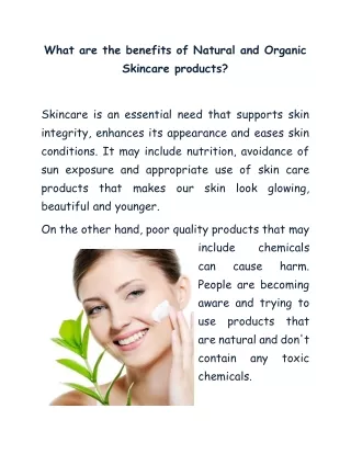 What are the benefits of Natural and Organic Skincare products?