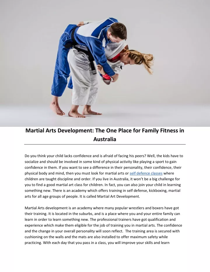 martial arts development the one place for family