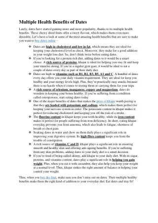 multiple health benefits of dates