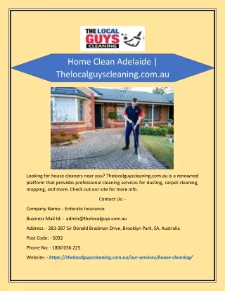 Home Clean Adelaide | Thelocalguyscleaning.com.au