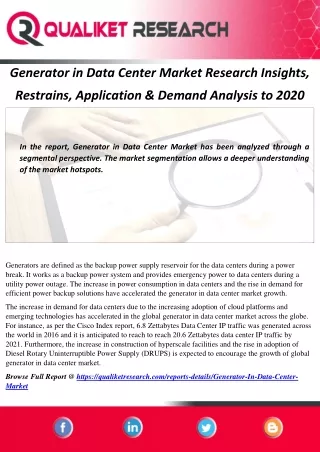 generator in data center market research insights