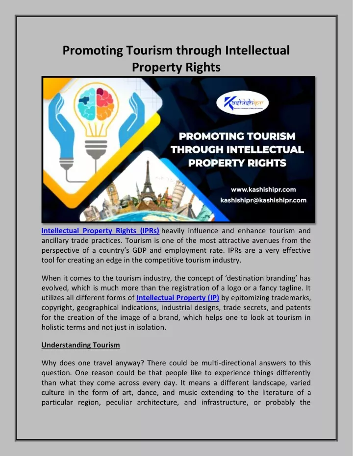 promoting tourism through intellectual property