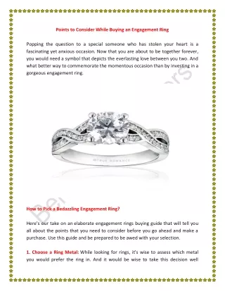 Points to Consider While Buying an Engagement Ring