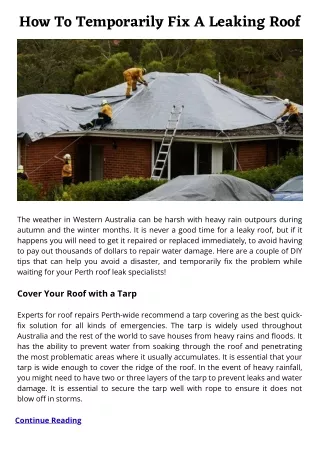 How To Temporarily Fix A Leaking Roof
