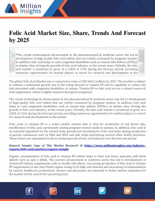 Folic Acid Market Size, Share, Trends And Forecast by 2025