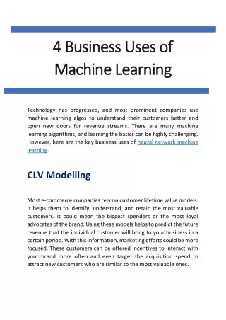 4 business uses of 4 business uses of machine