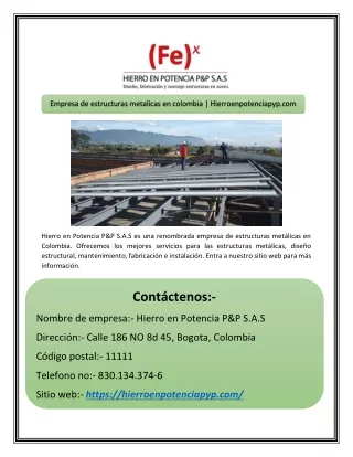 Empresa de estructuras metalicas en colombia | Hierroenpotenciapyp.com