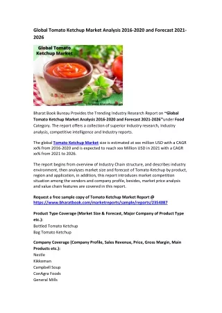 global tomato ketchup market analysis 2016 2020