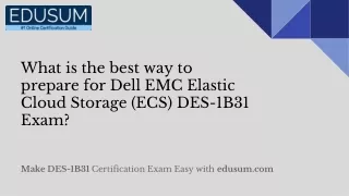 What is the best way to prepare for Dell EMC Elastic Cloud Storage (ECS) DES-1B31 Exam?